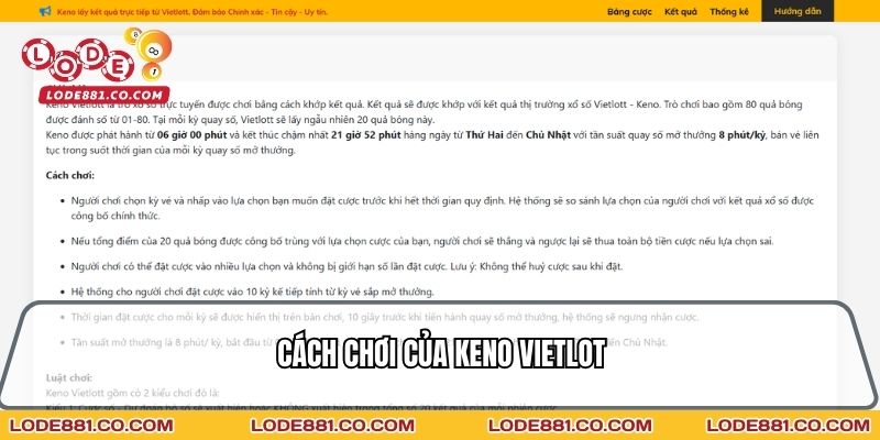 Cách chơi của Keno Vietlot