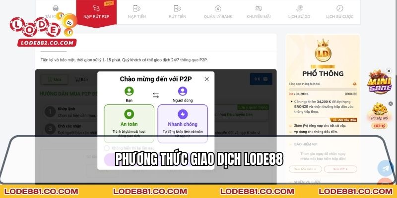 Phương thức giao dịch Lode88